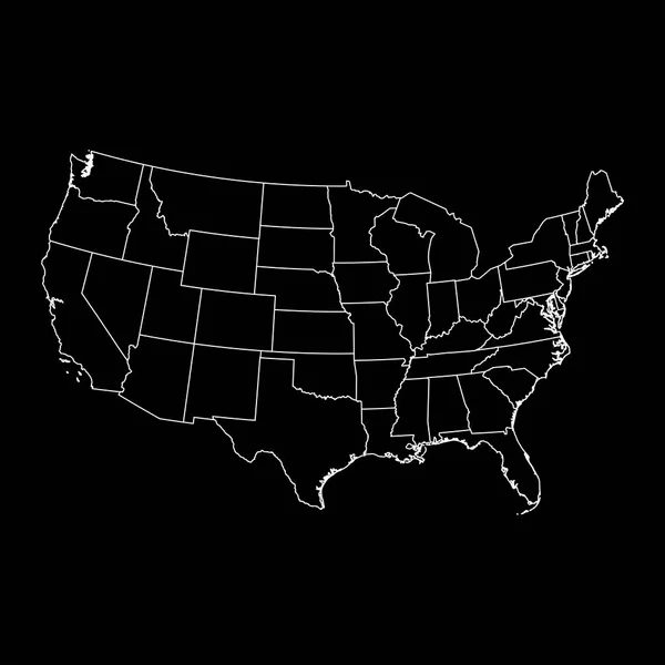 Χάρτης Των Ηπα Κρατικά Σύνορα Εικονογράφηση Διανύσματος — Διανυσματικό Αρχείο