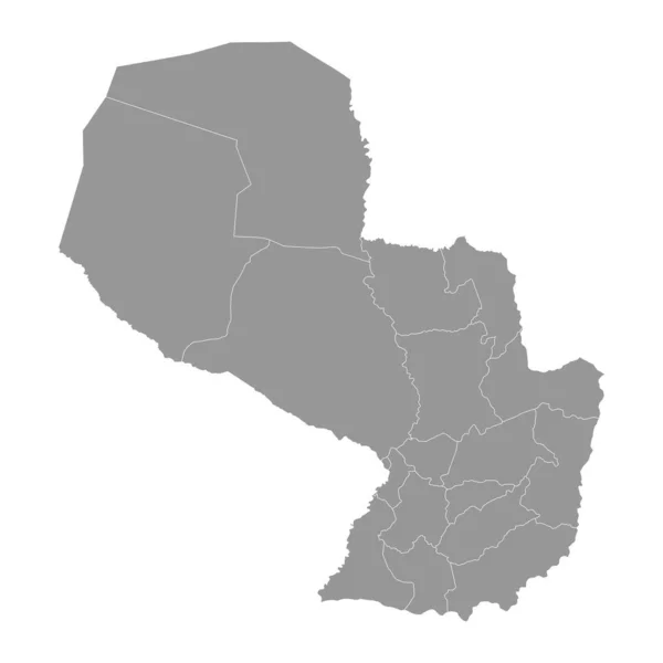 Šedá Mapa Paraguayských Departementů Vektorová Ilustrace — Stockový vektor