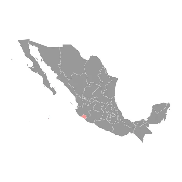 Colima Κρατικός Χάρτης Διοικητική Διαίρεση Της Χώρας Του Μεξικού Εικονογράφηση — Διανυσματικό Αρχείο
