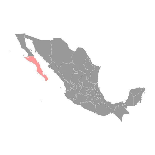 Baja California Sur Mapa Estatal División Administrativa Del País México — Vector de stock