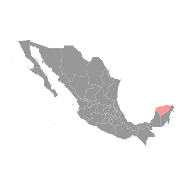 Yucatan eyalet haritası, Meksika 'nın idari bölümü. Vektör illüstrasyonu.