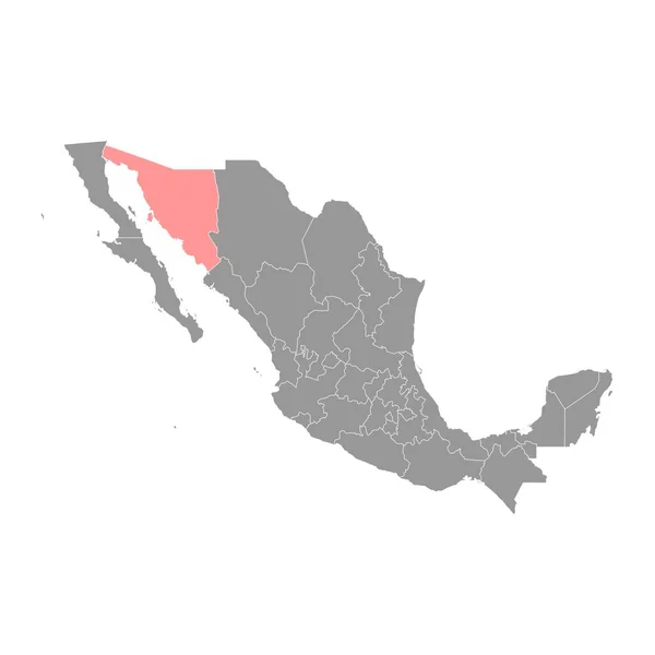 Mapa Del Estado Sonora División Administrativa Del País México Ilustración — Vector de stock