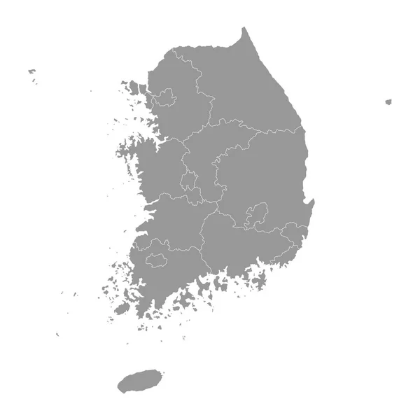 Южная Корея Серая Карта Провинциями Векторная Иллюстрация — стоковый вектор