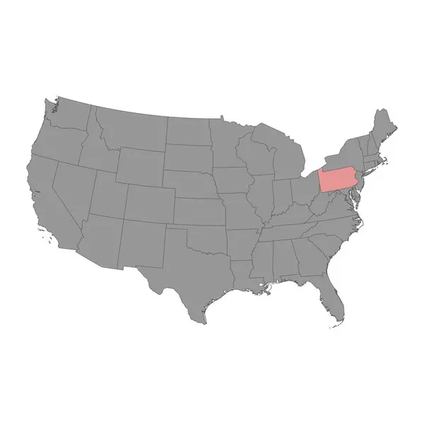 Πολιτειακός Χάρτης Πενσυλβάνια Εικονογράφηση Διανύσματος — Διανυσματικό Αρχείο