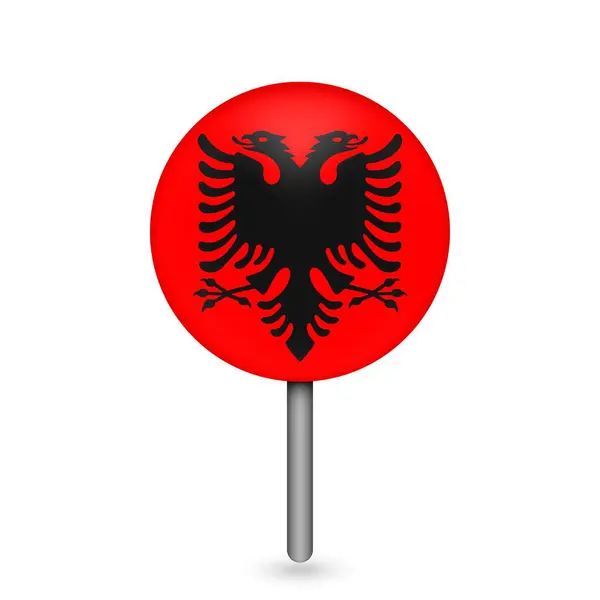 Ukazatel Mapy Kontrastní Albánií Albánská Vlajka Vektorová Ilustrace — Stockový vektor