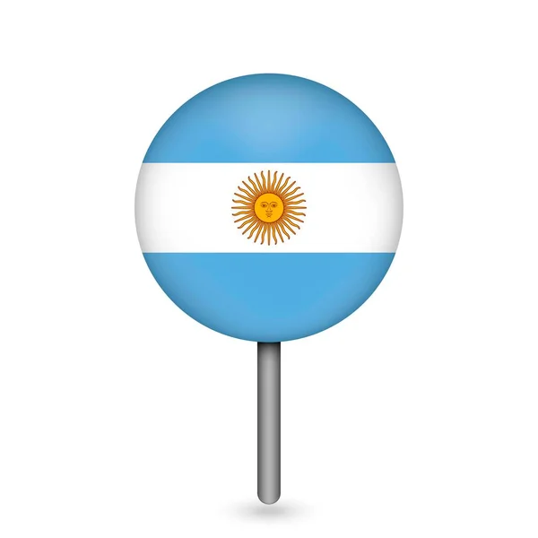 Puntero Mapa Con Contry Argentina Bandera Argentina Ilustración Vectorial — Vector de stock