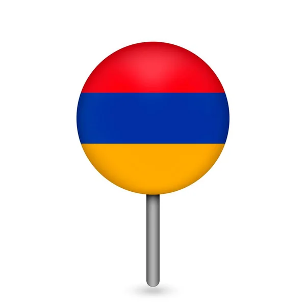 Kaartwijzer Met Contry Armenië Armeense Vlag Vectorillustratie — Stockvector