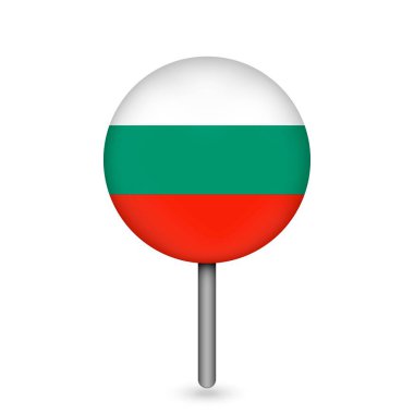 Bulgaristan ile harita işaretleyici. Bulgaristan bayrağı. Vektör illüstrasyonu.