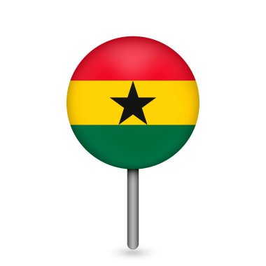 Ülke Gana ile harita işaretleyici. Gana bayrağı. Vektör illüstrasyonu.