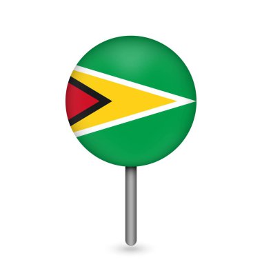 Guyana ile harita işaretleyicisi. Guyana bayrağı. Vektör illüstrasyonu.