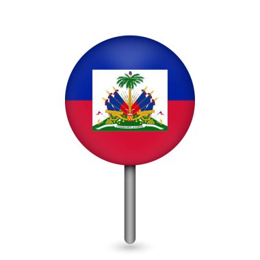 Haiti ile harita işaretleyici. Haiti bayrağı. Vektör illüstrasyonu.