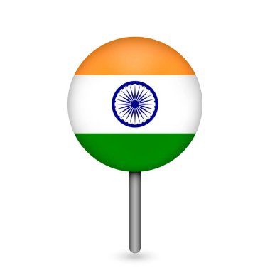 Hindistan 'ın haritası. Hindistan bayrağı. Vektör illüstrasyonu.