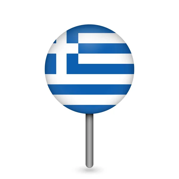 Pointeur Carte Avec Contry Grèce Drapeau Grec Illustration Vectorielle — Image vectorielle