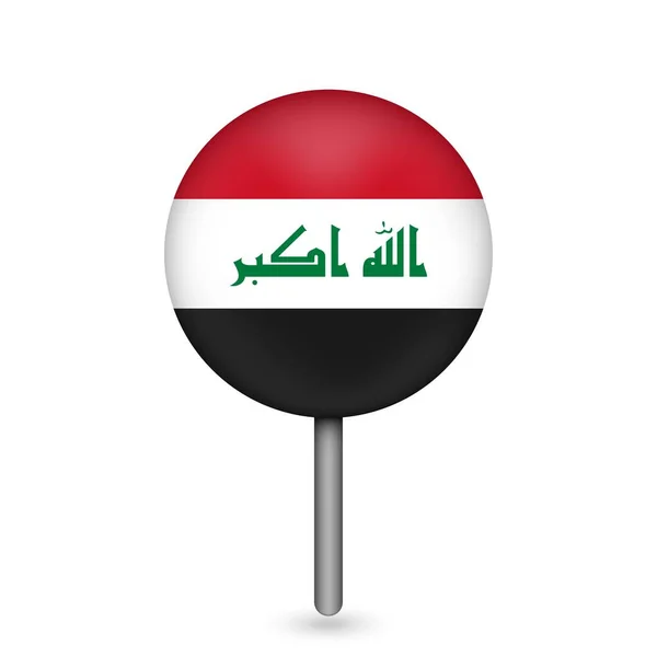 Indicatore Mappa Con Contry Iraq Bandiera Iraq Illustrazione Vettoriale — Vettoriale Stock