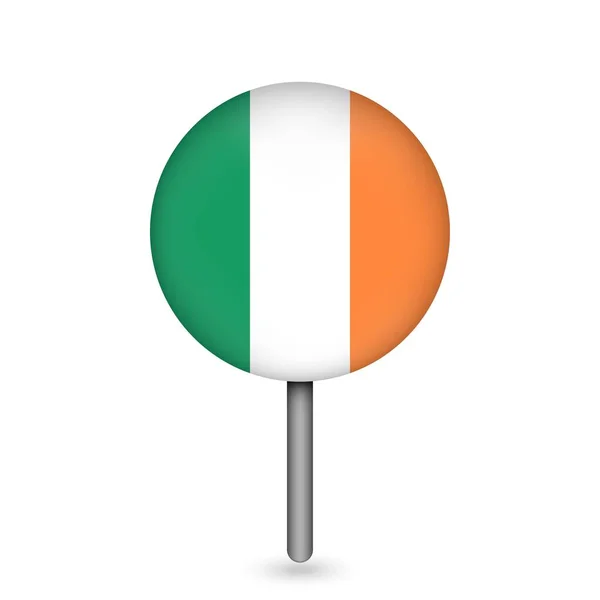 Indicatore Mappa Con Contry Irlanda Bandiera Irlandese Illustrazione Vettoriale — Vettoriale Stock