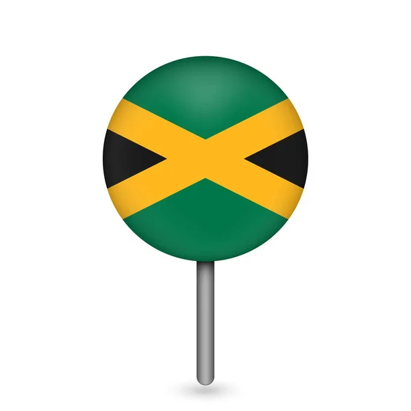 Ponteiro Mapa Com Contry Jamaica Bandeira Jamaica Ilustração Vetorial — Vetor de Stock