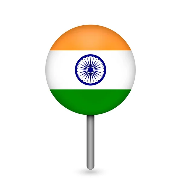 Ponteiro Mapa Com Contry Índia Bandeira Índia Ilustração Vetorial —  Vetores de Stock