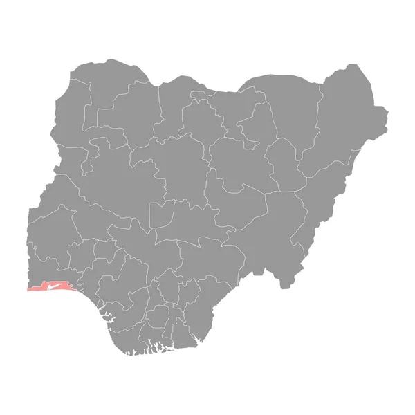 Lagos State Map Administrative Division Country Nigeria Vector Illustration —  Vetores de Stock