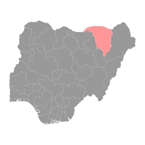 Yobe Statliga Karta Administrativ Uppdelning Landet Nigeria Vektorillustration — Stock vektor