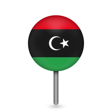 Libya ile harita işaretleyici. Libya bayrağı. Vektör illüstrasyonu.