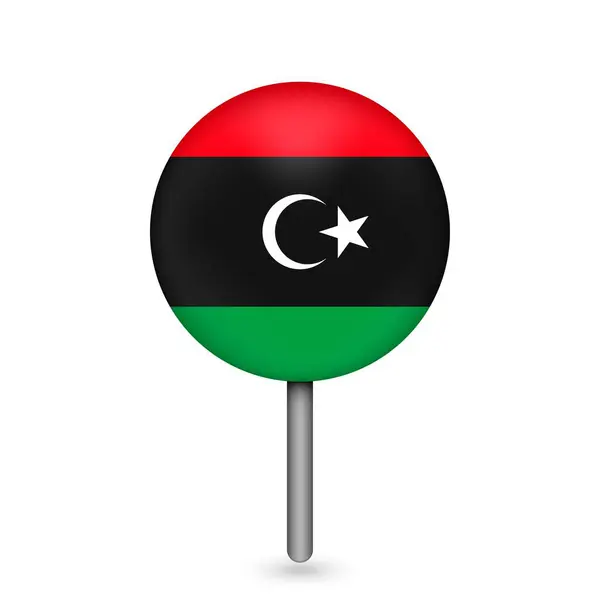 Libya Ile Harita Işaretleyici Libya Bayrağı Vektör Illüstrasyonu — Stok Vektör