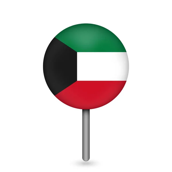 Ponteiro Mapa Com Contry Kuwait Bandeira Kuwait Ilustração Vetorial — Vetor de Stock