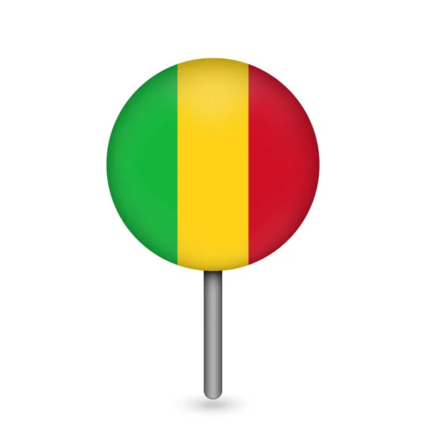 Puntero Mapa Con Contry Mali Bandera Malí Ilustración Vectorial — Vector de stock