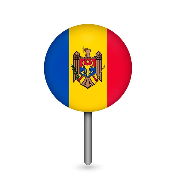 Puntero Mapa Con Contry Moldova Bandera Moldavia Ilustración Vectorial — Archivo Imágenes Vectoriales