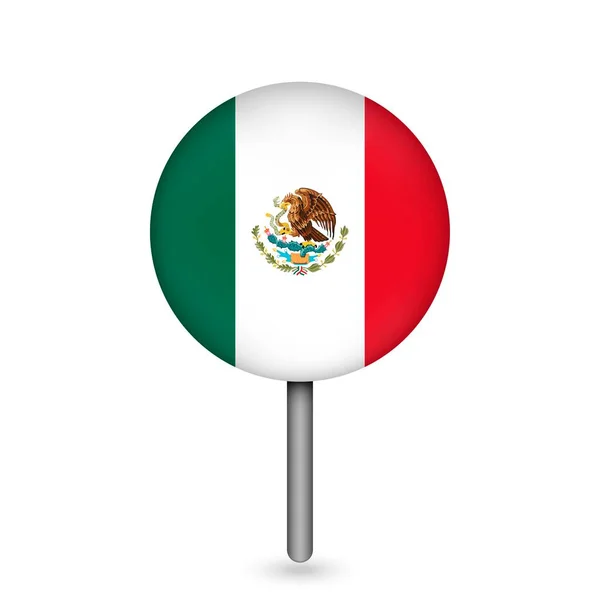Ponteiro Mapa Com Contry México Bandeira México Ilustração Vetorial — Vetor de Stock