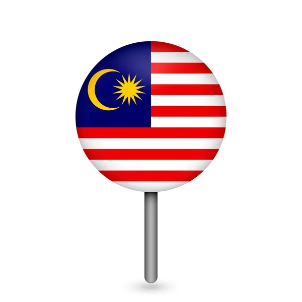 Δείκτης Χάρτη Contry Μαλαισία Σημαία Μαλαισίας Εικονογράφηση Διανύσματος — Διανυσματικό Αρχείο