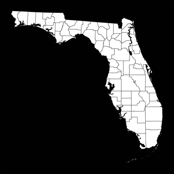 佛罗里达州的地图上有各县 矢量说明 — 图库矢量图片
