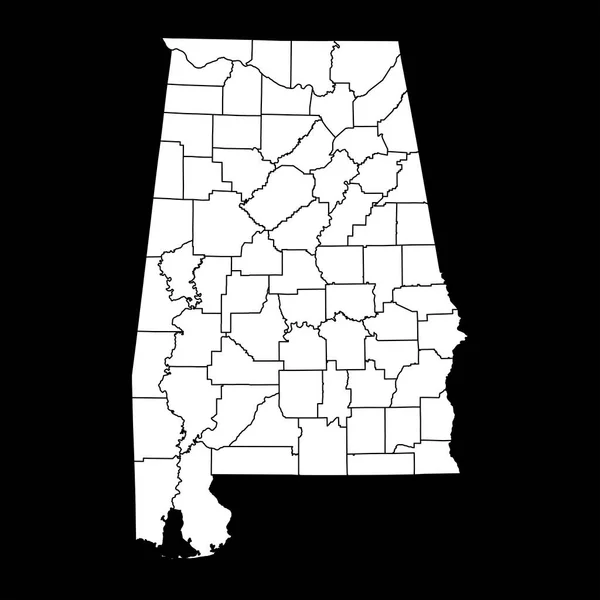 Mapa Del Estado Alabama Con Condados Ilustración Vectorial — Vector de stock