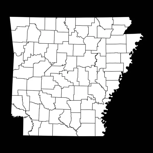 Arkansas Státní Mapa Okresy Vektorová Ilustrace — Stockový vektor