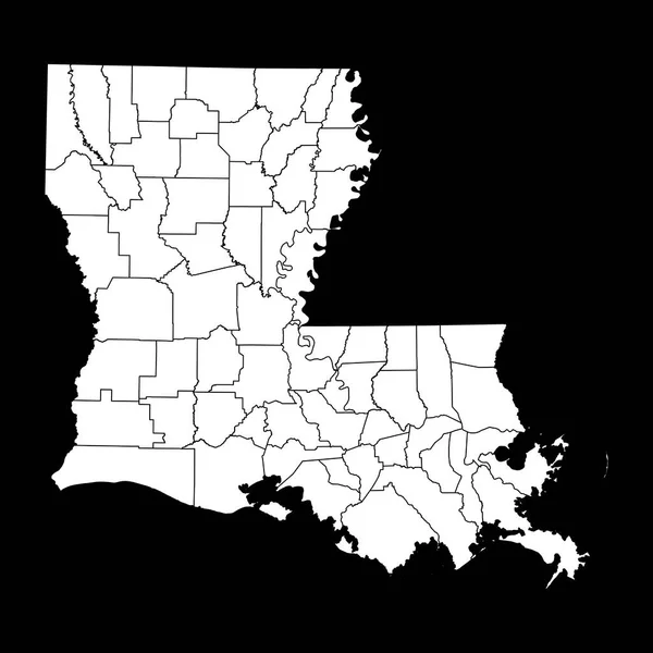 Mapa Estado Louisiana Com Condados Ilustração Vetorial — Vetor de Stock