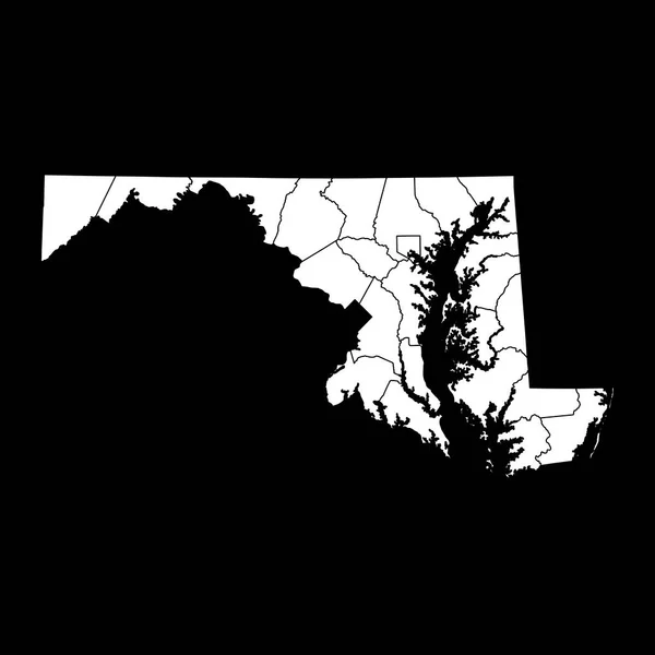 Maryland Állam Térképe Megyékkel Vektorillusztráció — Stock Vector