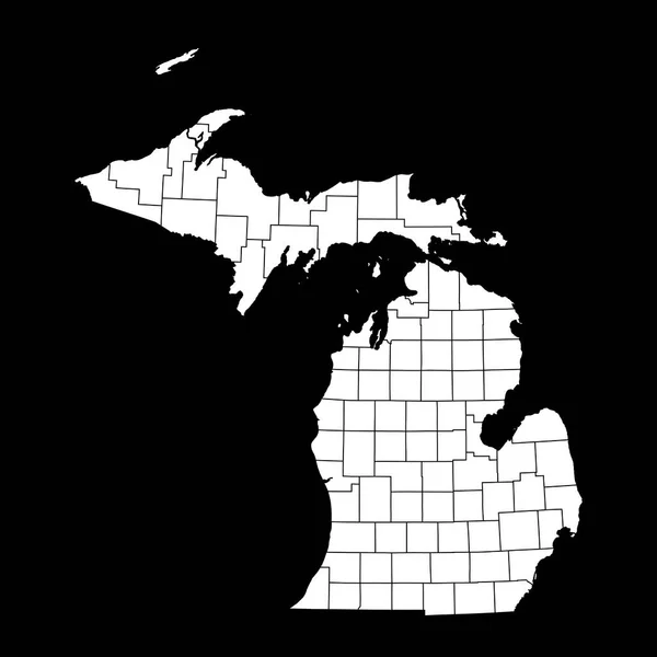 Mappa Statale Del Michigan Con Contee Illustrazione Vettoriale — Vettoriale Stock