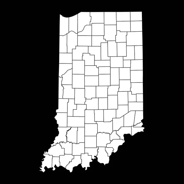 Karte Des Bundesstaates Indiana Mit Landkreisen Vektorillustration — Stockvektor