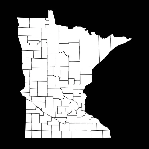 明尼苏达州有各县的地图 矢量说明 — 图库矢量图片