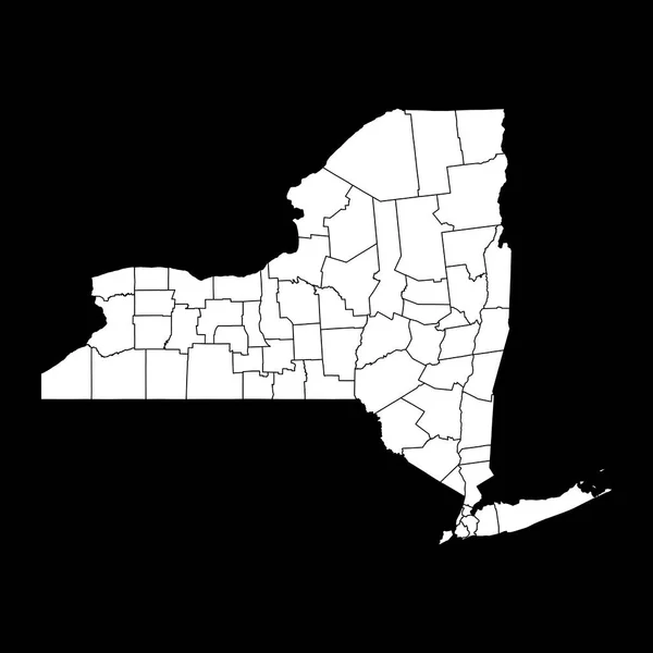 Mapa Estado Nova Iorque Com Condados Ilustração Vetorial — Vetor de Stock