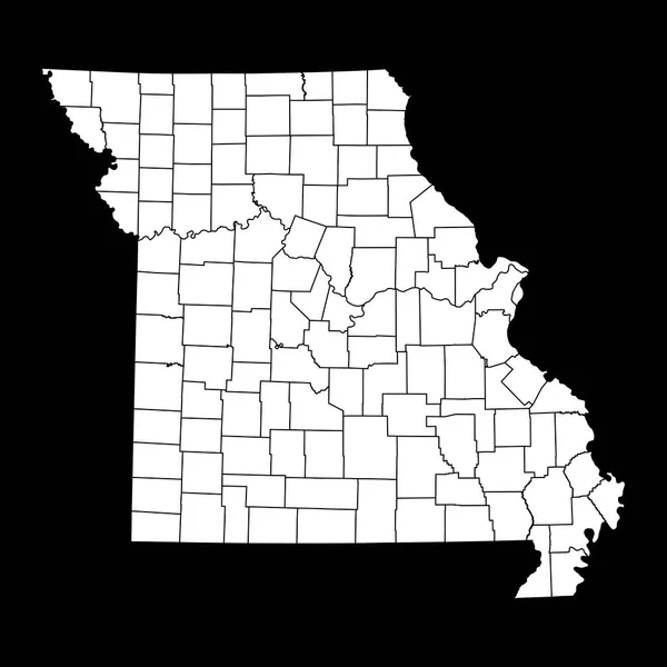 Missouri Mapa Del Estado Con Condados Ilustración Vectorial — Vector de stock