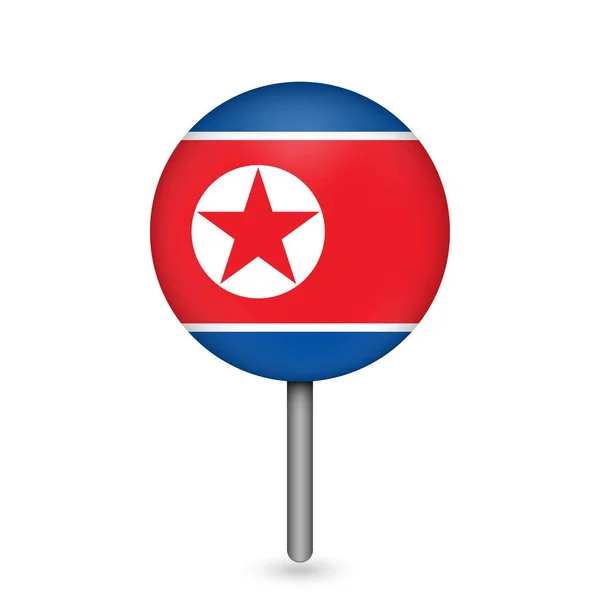 Puntero Mapa Con Contry Corea Del Norte Bandera Corea Del — Archivo Imágenes Vectoriales