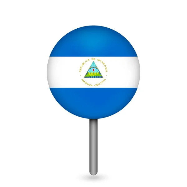 Wskaźnik Mapy Kontratakiem Nikaragua Flaga Nikaragui Ilustracja Wektora — Wektor stockowy
