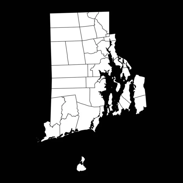 Карта Штата Род Айленд Округами Векторная Иллюстрация — стоковый вектор