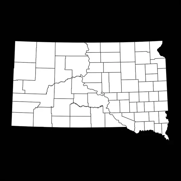Південно Дакота Карта Штату Округами Приклад Вектора — стоковий вектор