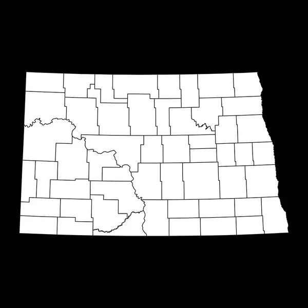 Karte Des Bundesstaates North Dakota Mit Landkreisen Vektorillustration — Stockvektor