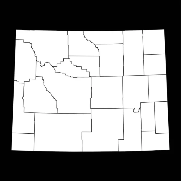 Wyoming Staat Kaart Met Provincies Vectorillustratie — Stockvector