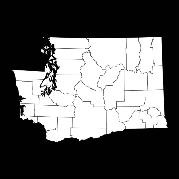 Mapa Estado Washington Com Condados Ilustração Vetorial —  Vetores de Stock
