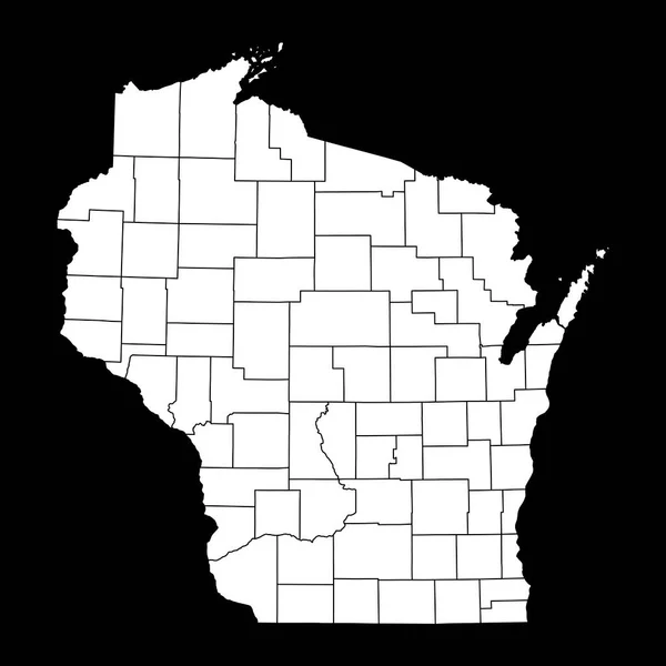 Wisconsin Mapa Del Estado Con Condados Ilustración Vectorial — Archivo Imágenes Vectoriales