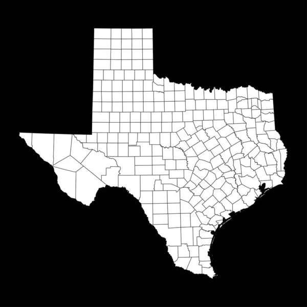 Peta Negara Bagian Texas Dengan County Ilustrasi Vektor - Stok Vektor