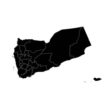 Yemen 'in idari bölümleri. Vektör illüstrasyonu.